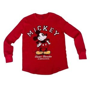 Womens Sz Small Disney theme parks red long sleeve Mickey‎ Mouse thermal/resort